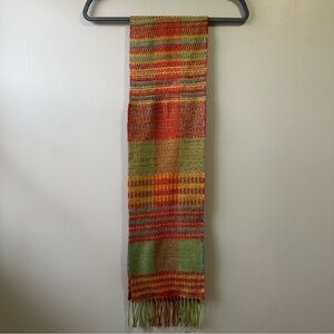 Victoire Mattieu Paris Pink Green Orange Yellow Fringe Rectangular Blanket Scarf